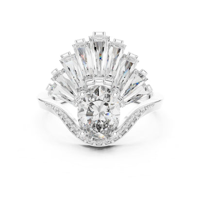 Oval Cluster Lab Grown Diamond Engagement Ring