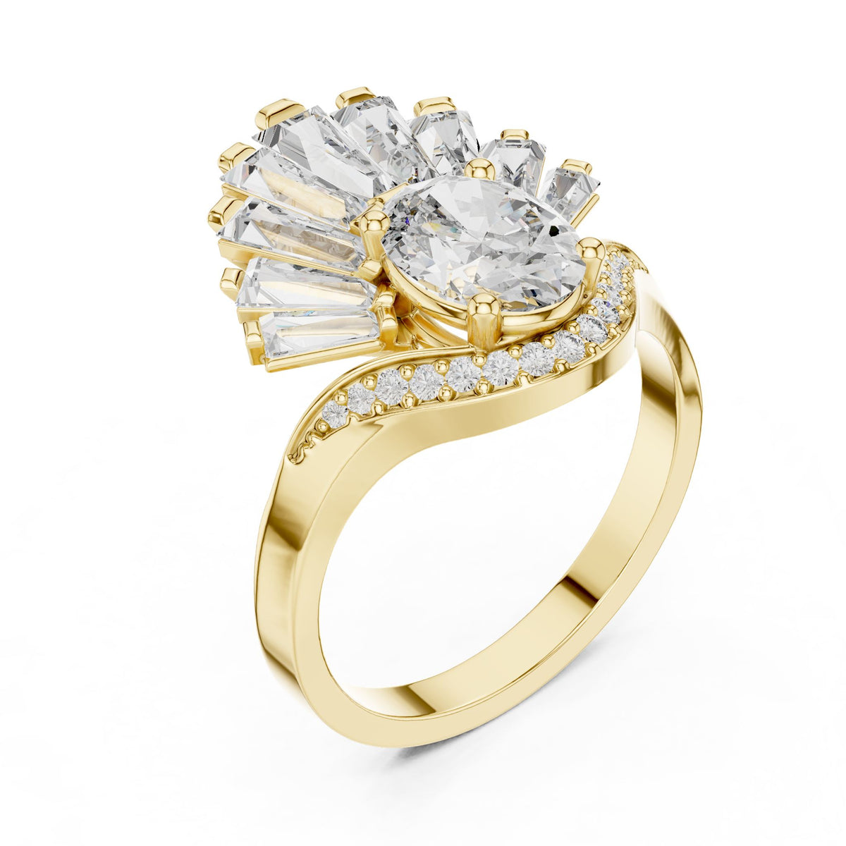 Oval Cluster Lab Grown Diamond Engagement Ring
