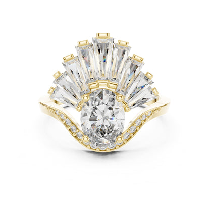 Oval Cluster Lab Grown Diamond Engagement Ring