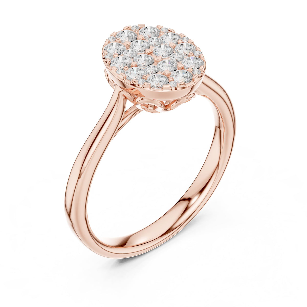 Oval Cluster Lab Grown Diamond Engagement Ring