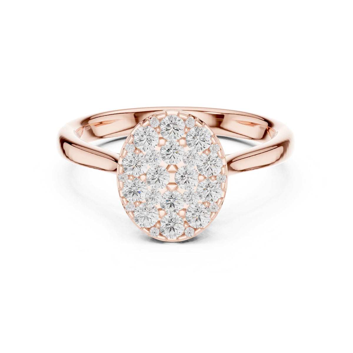 Oval Cluster Lab Grown Diamond Engagement Ring