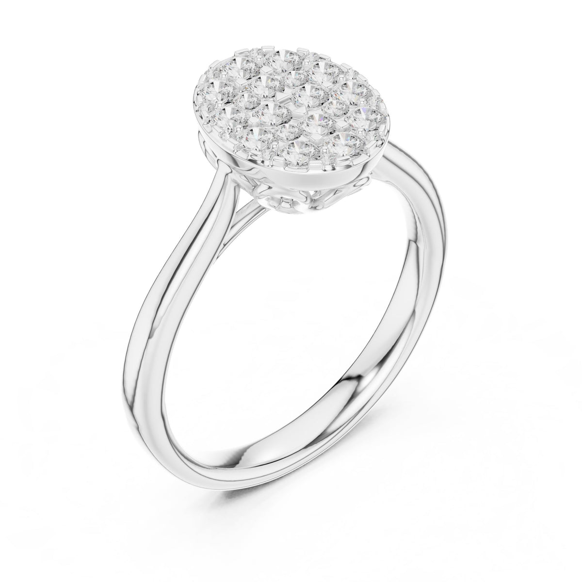 Oval Cluster Lab Grown Diamond Engagement Ring