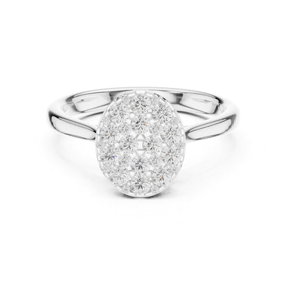 Oval Cluster Lab Grown Diamond Engagement Ring