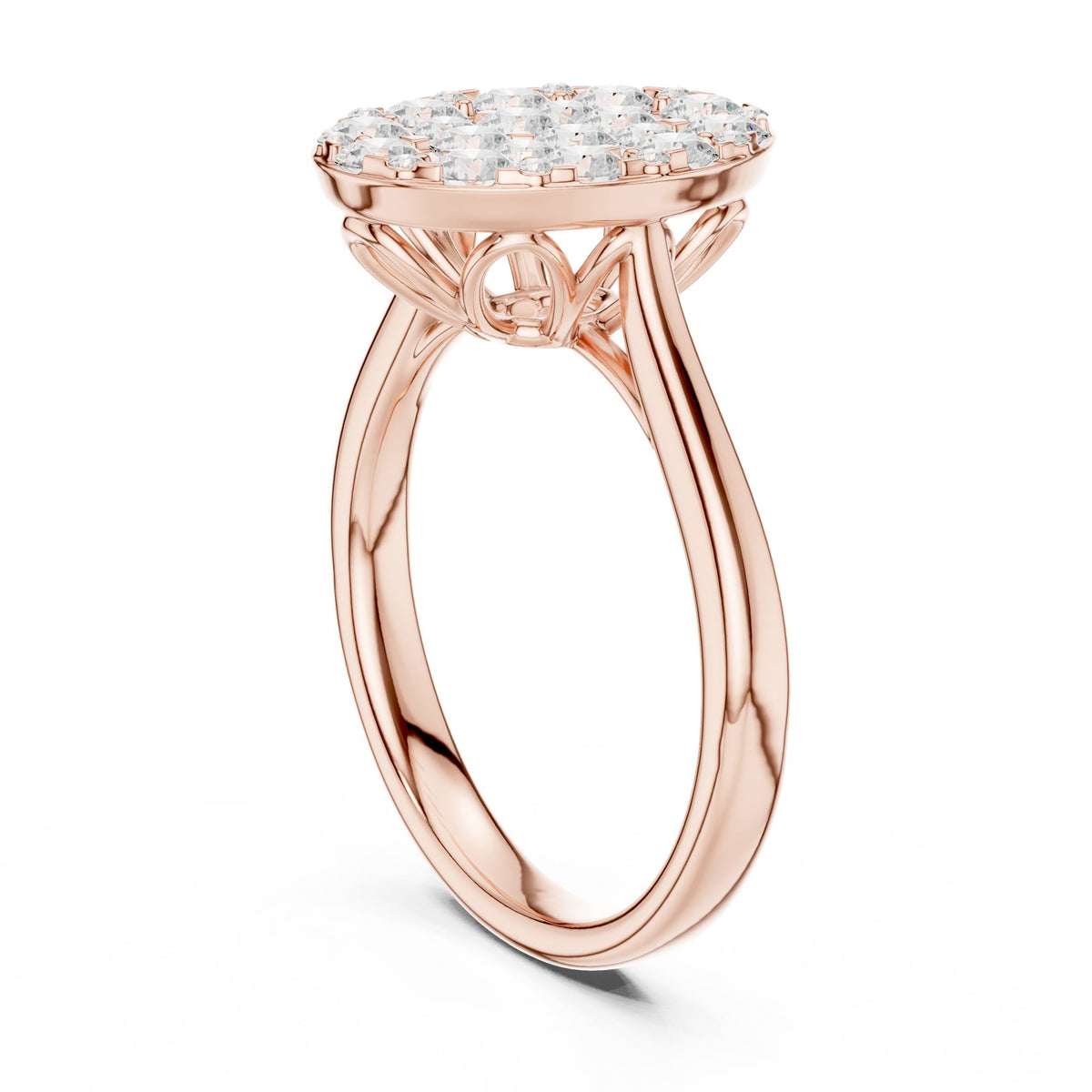 Oval Cluster Lab Grown Diamond Engagement Ring