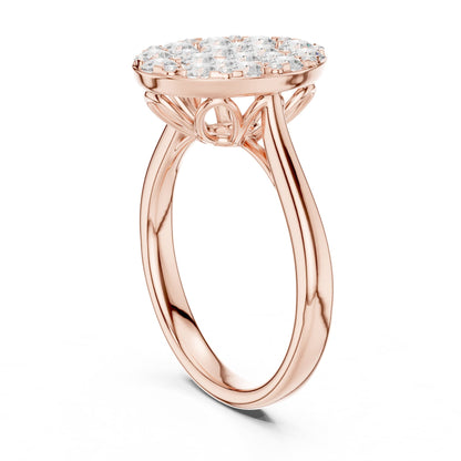 Oval Cluster Lab Grown Diamond Engagement Ring