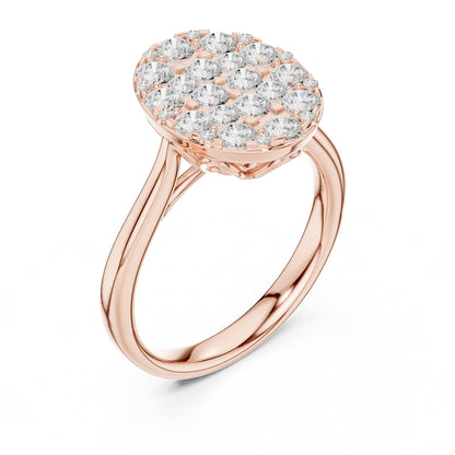 Oval Cluster Lab Grown Diamond Engagement Ring