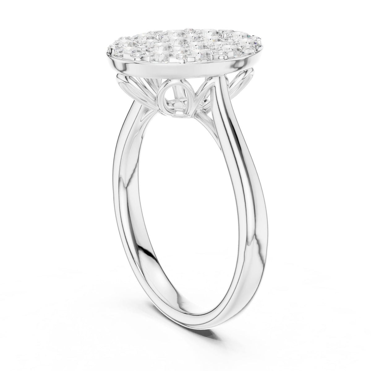 Oval Cluster Lab Grown Diamond Engagement Ring