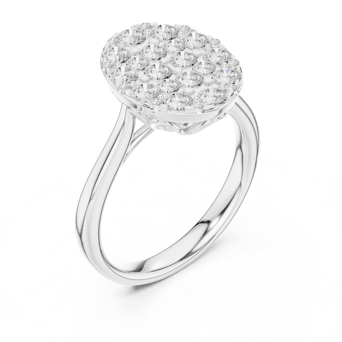 Oval Cluster Lab Grown Diamond Engagement Ring