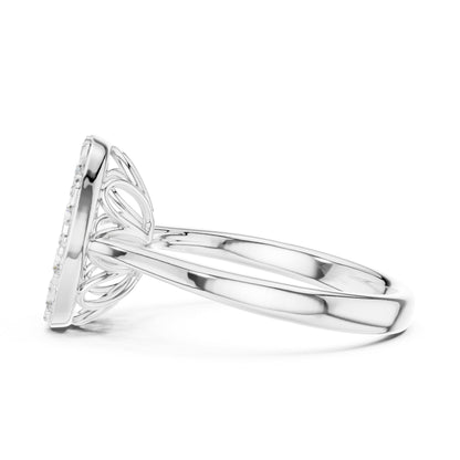 Oval Cluster Lab Grown Diamond Engagement Ring