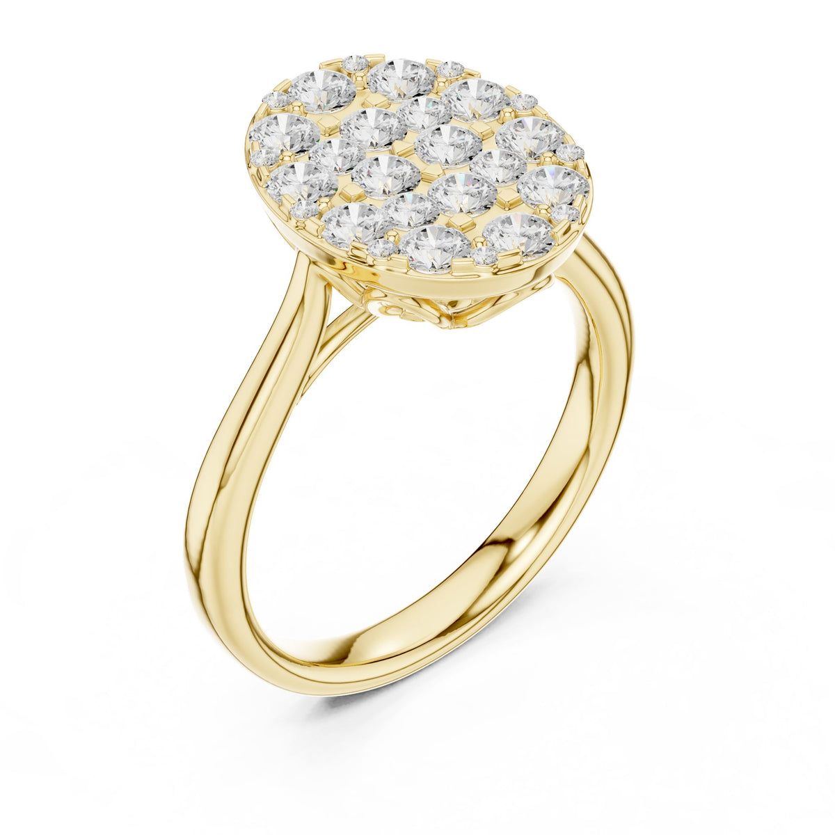 Oval Cluster Lab Grown Diamond Engagement Ring