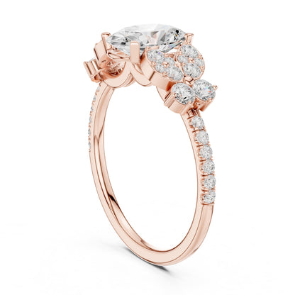Oval Cluster Lab Grown Diamond Engagement Ring