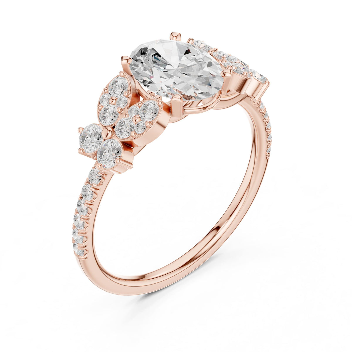 Oval Cluster Lab Grown Diamond Engagement Ring