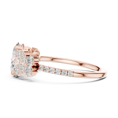Oval Cluster Lab Grown Diamond Engagement Ring