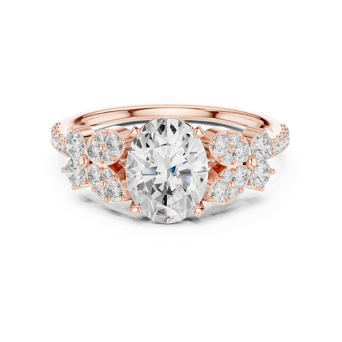 Oval Cluster Lab Grown Diamond Engagement Ring