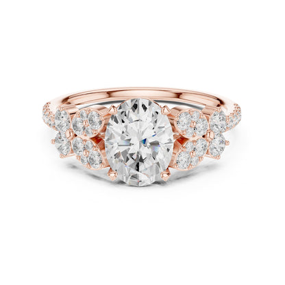 Oval Cluster Lab Grown Diamond Engagement Ring