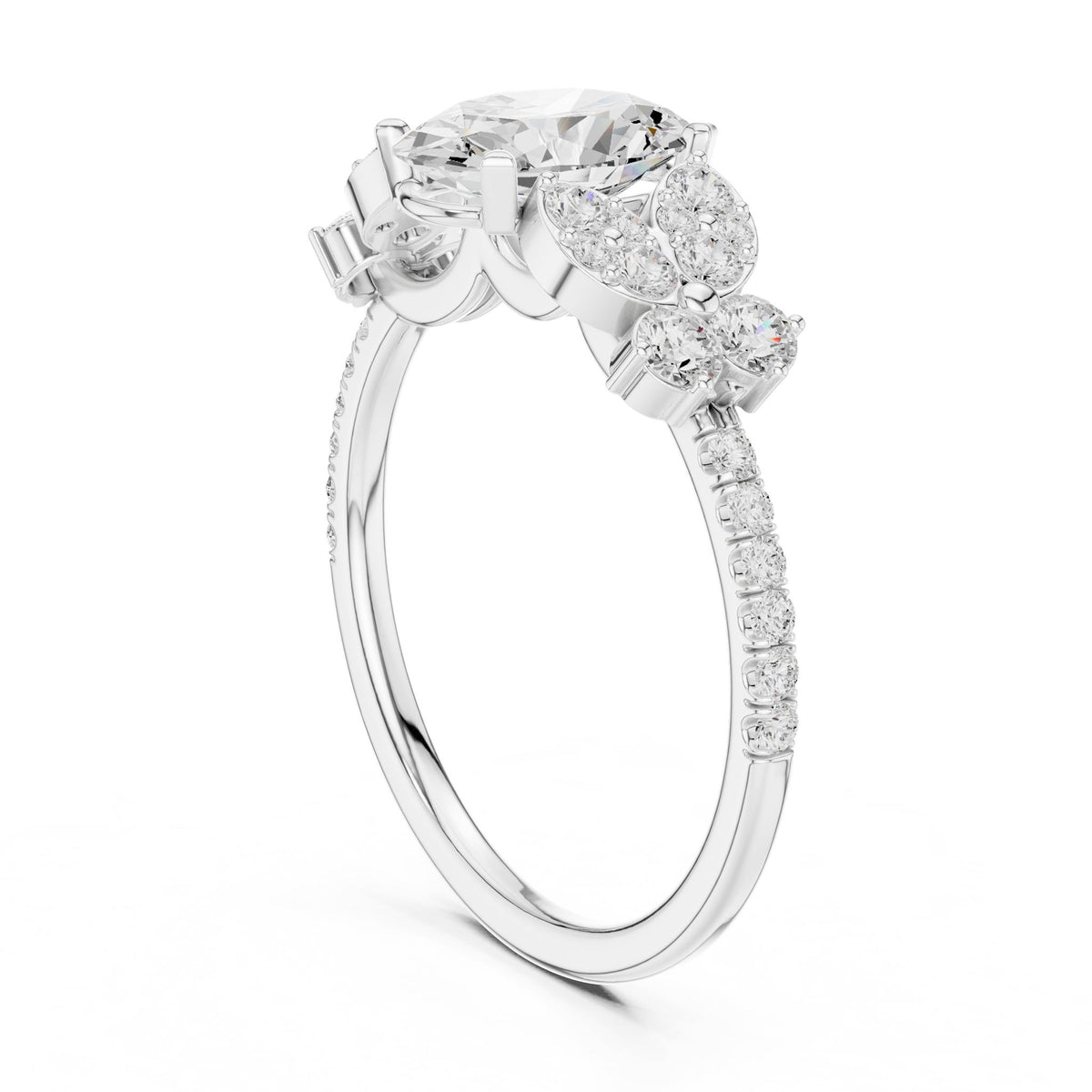 Oval Cluster Lab Grown Diamond Engagement Ring