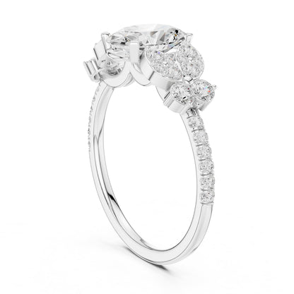 Oval Cluster Lab Grown Diamond Engagement Ring