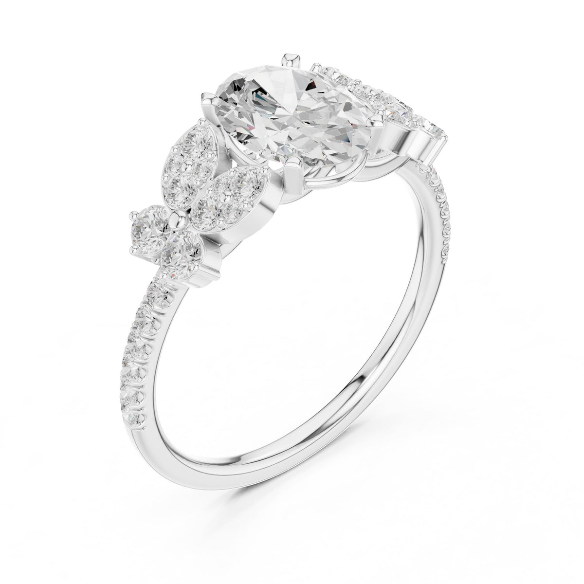Oval Cluster Lab Grown Diamond Engagement Ring