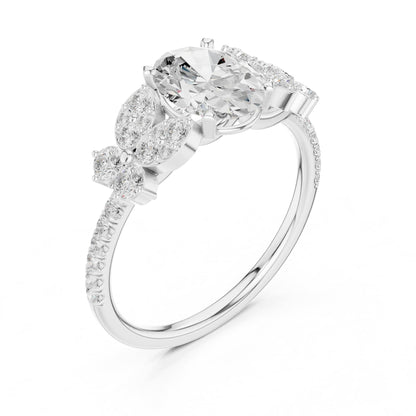 Oval Cluster Lab Grown Diamond Engagement Ring