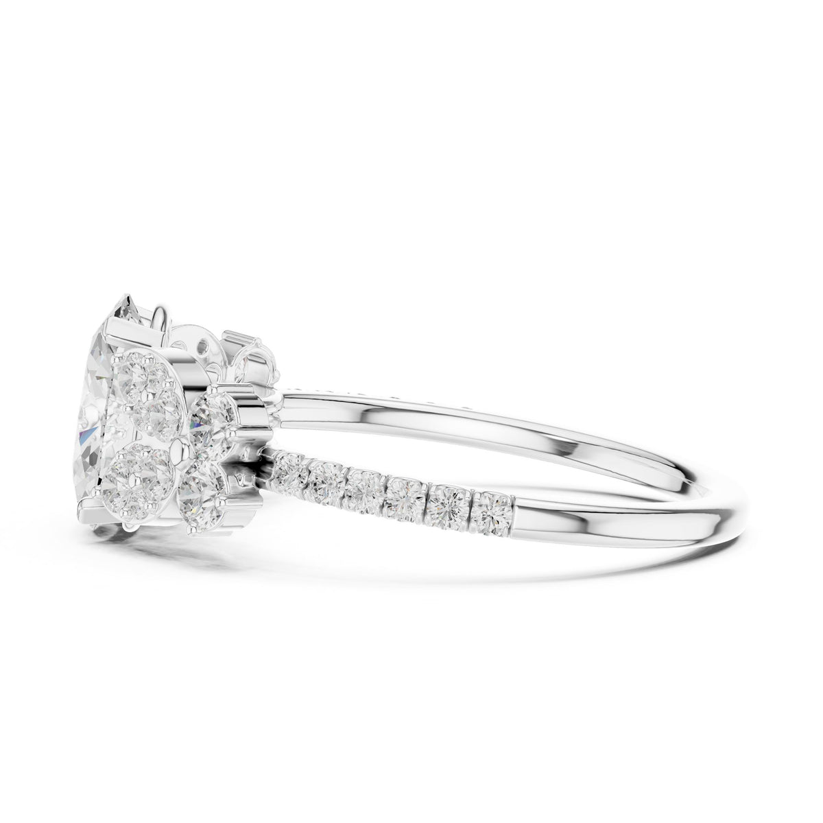 Oval Cluster Lab Grown Diamond Engagement Ring