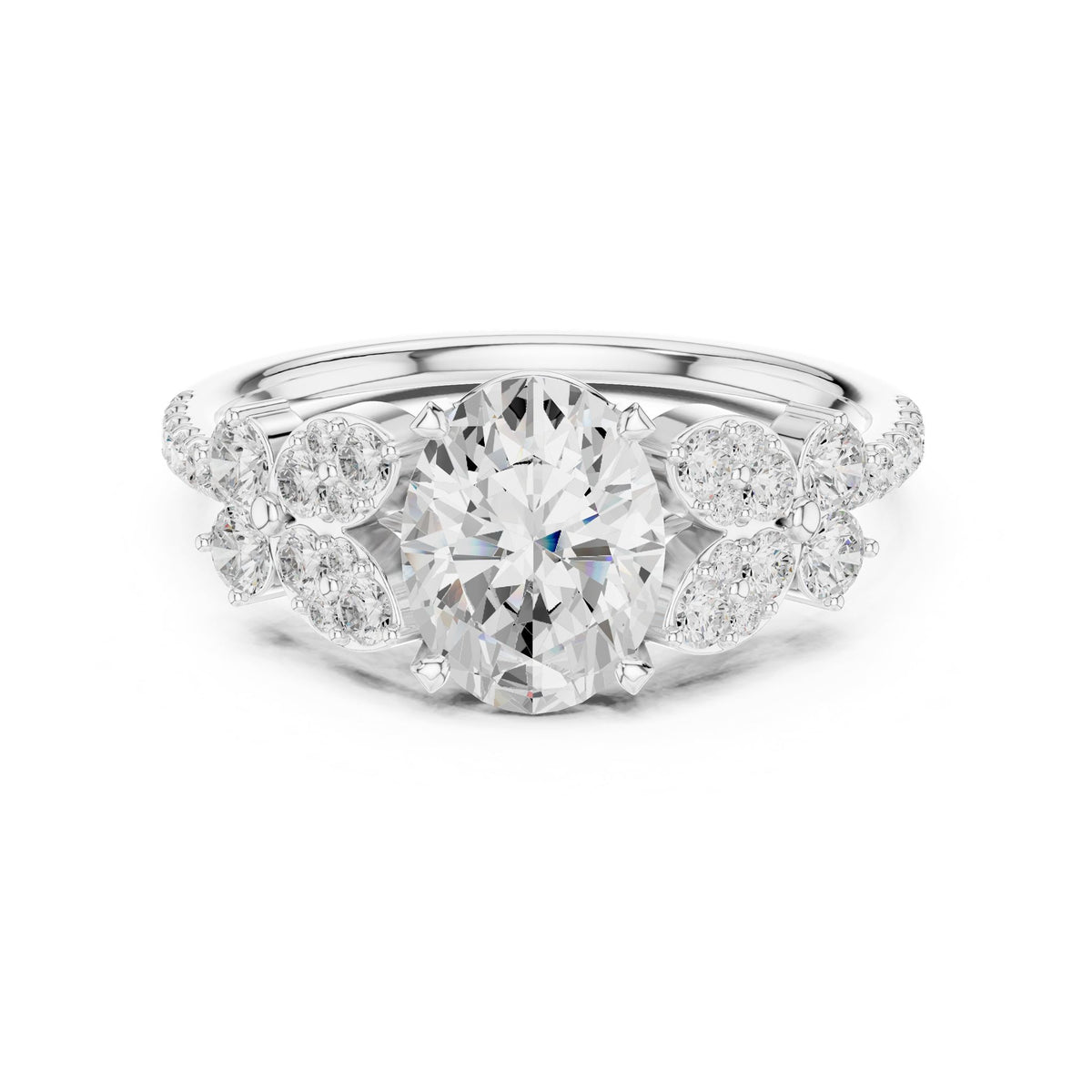 Oval Cluster Lab Grown Diamond Engagement Ring