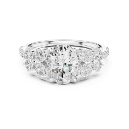 Oval Cluster Lab Grown Diamond Engagement Ring