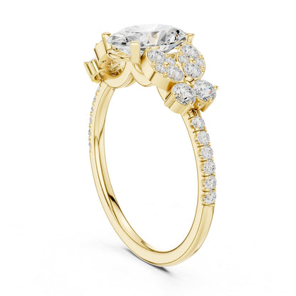 Oval Cluster Lab Grown Diamond Engagement Ring