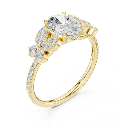 Oval Cluster Lab Grown Diamond Engagement Ring