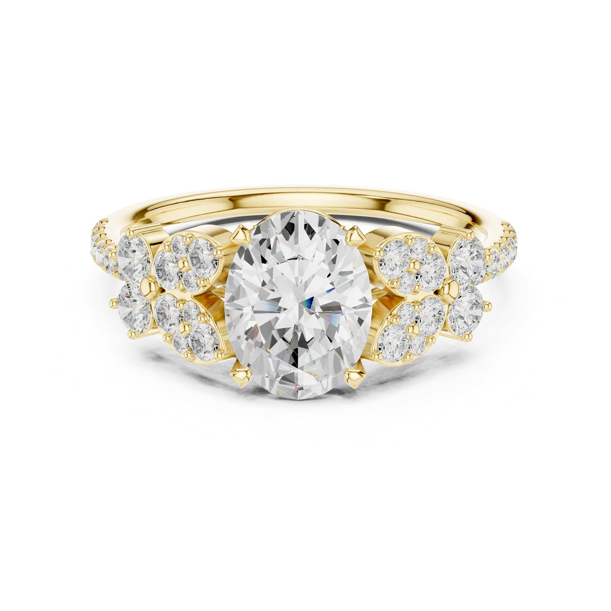 Oval Cluster Lab Grown Diamond Engagement Ring