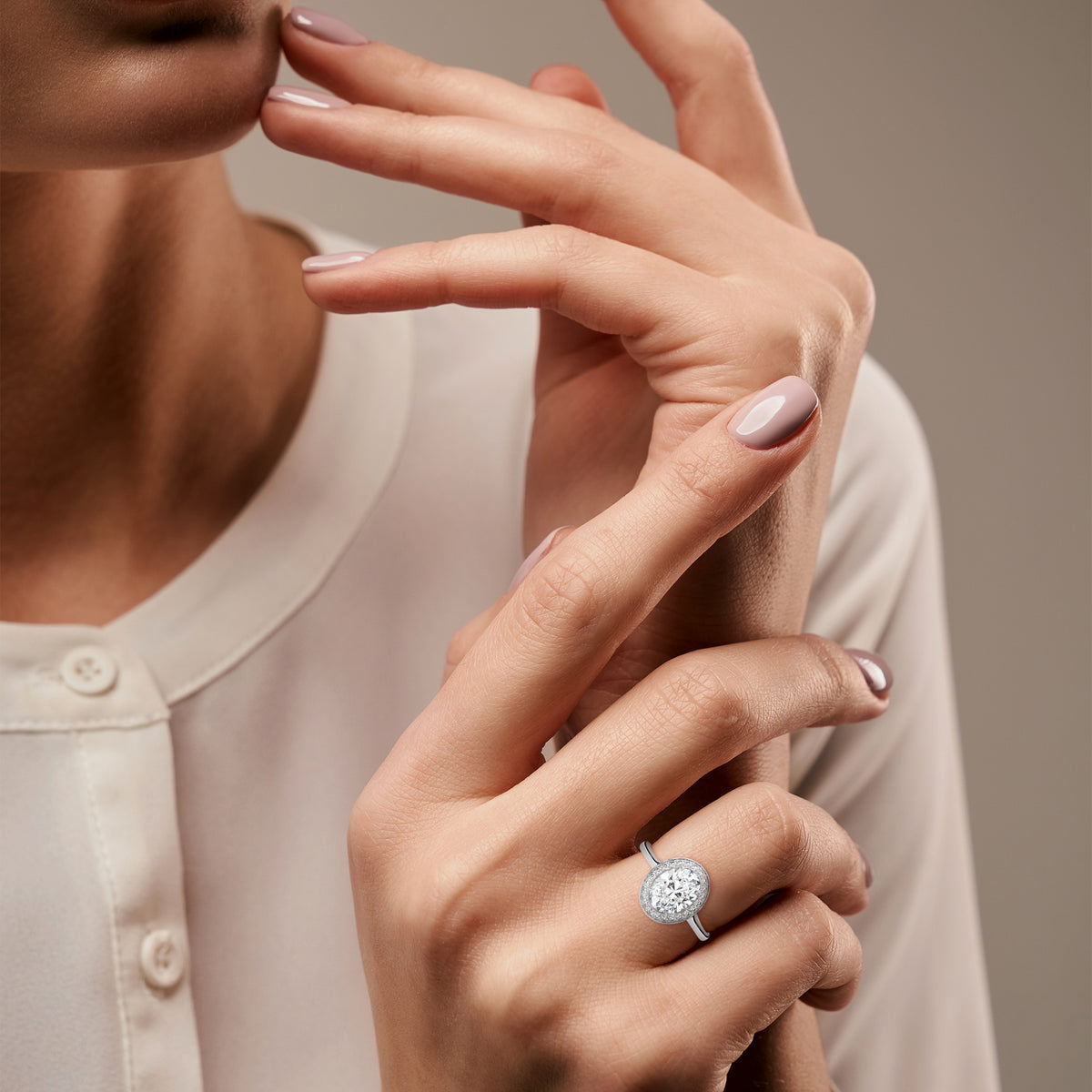 Oval Halo Lab Grown Diamond Engagement Ring