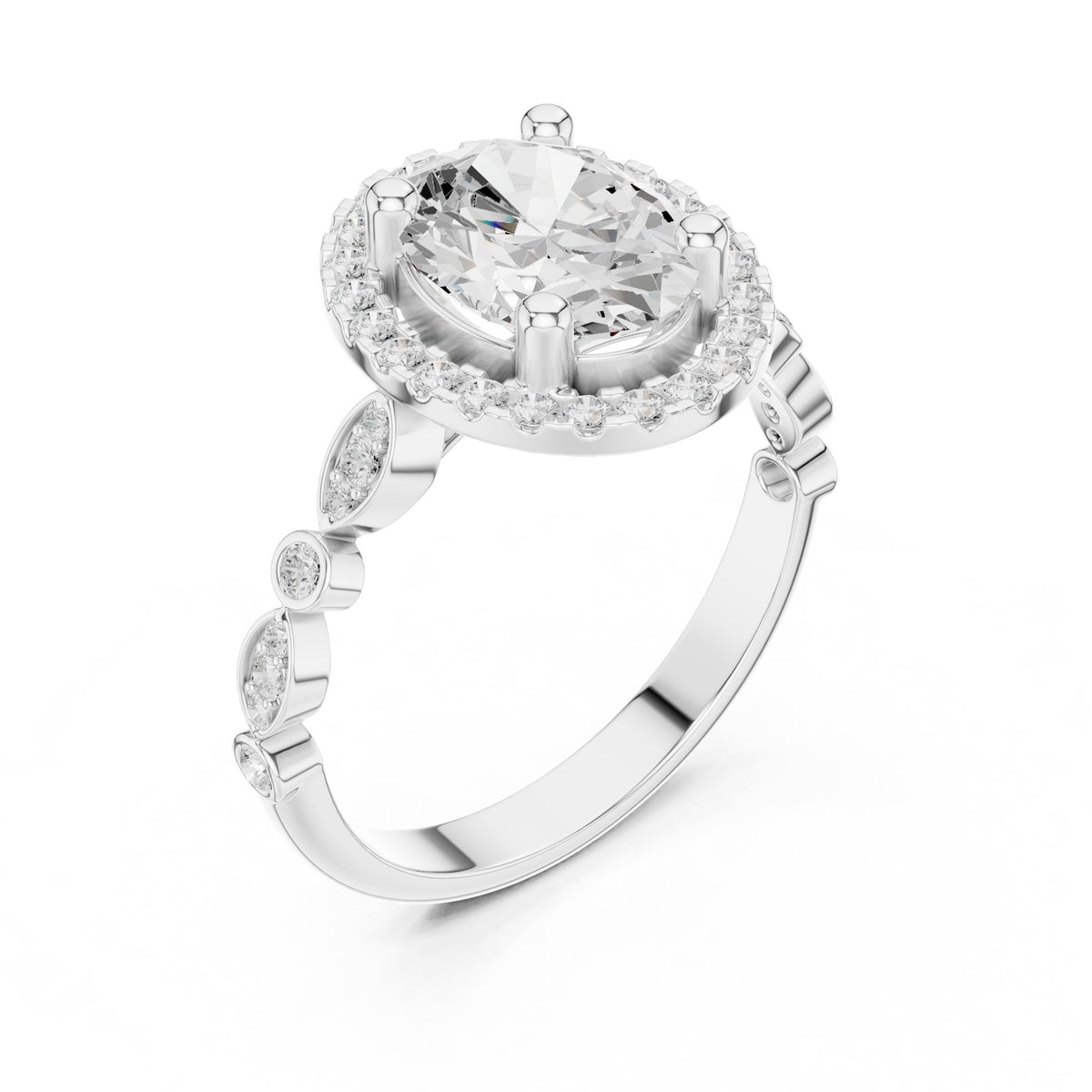 Oval Halo Lab Grown Diamond Engagement Ring