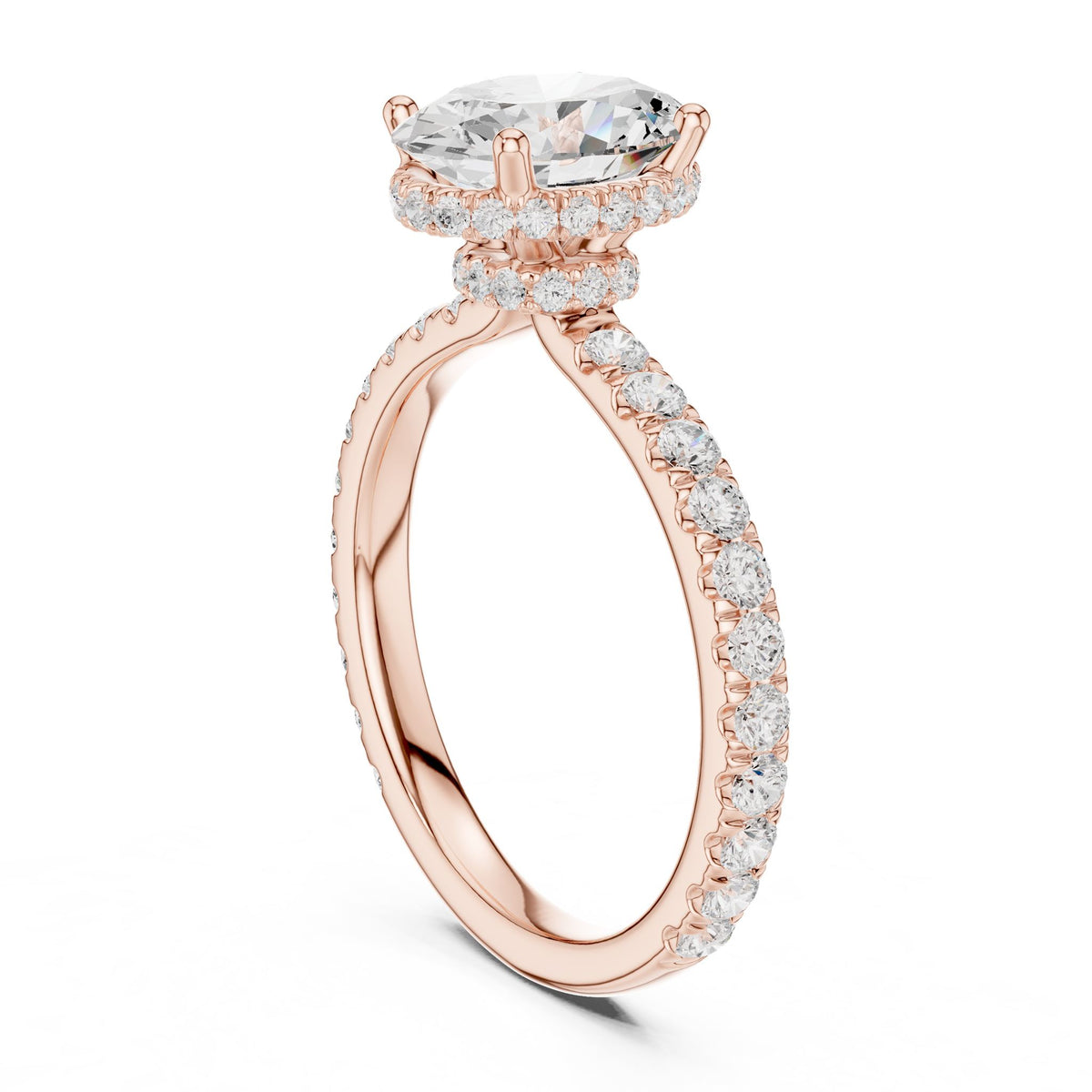 Oval Hidden Halo Lab Grown Diamond Engagement Ring