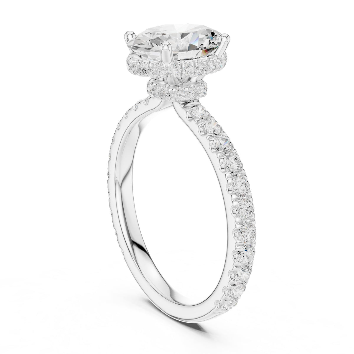 Oval Hidden Halo Lab Grown Diamond Engagement Ring