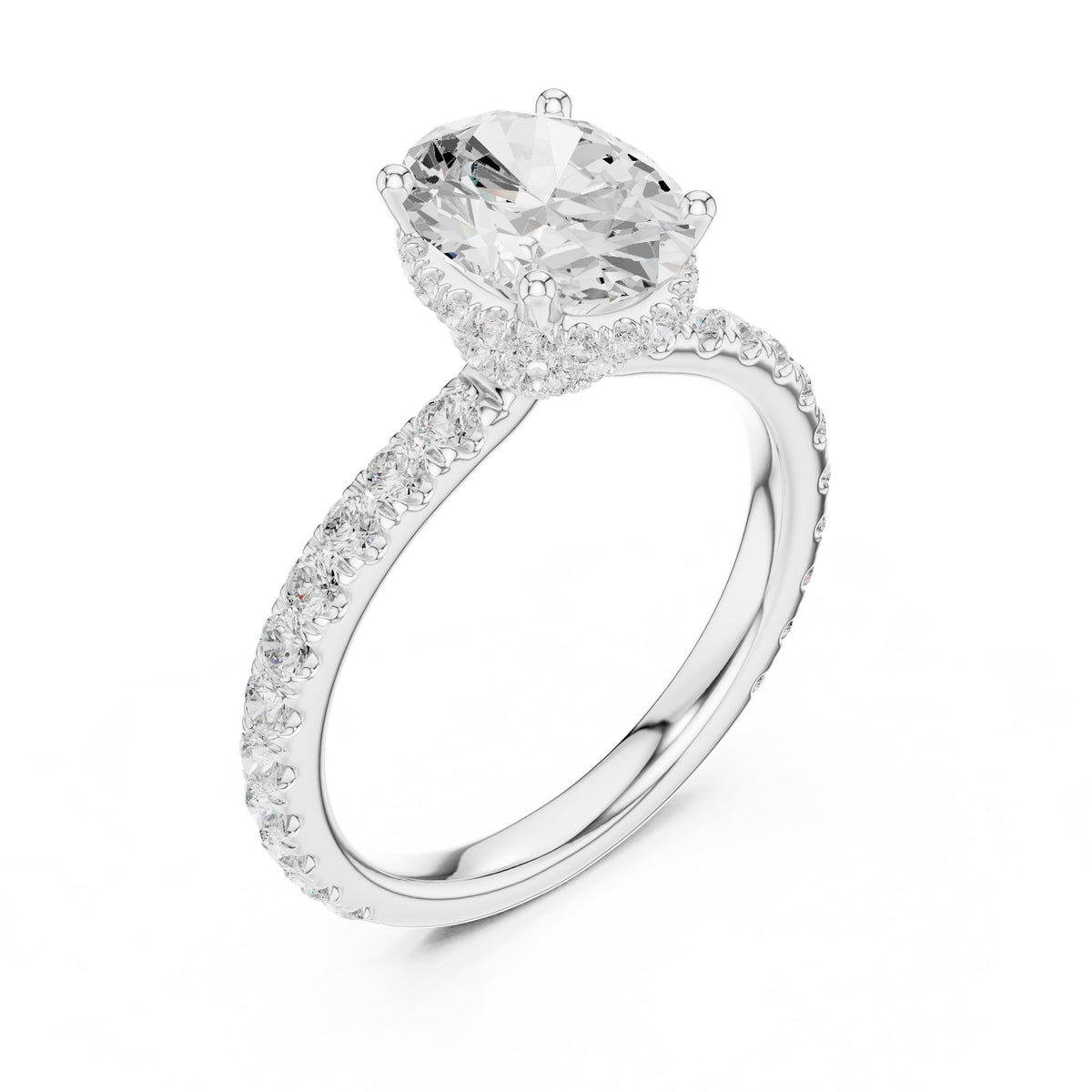 Oval Hidden Halo Lab Grown Diamond Engagement Ring