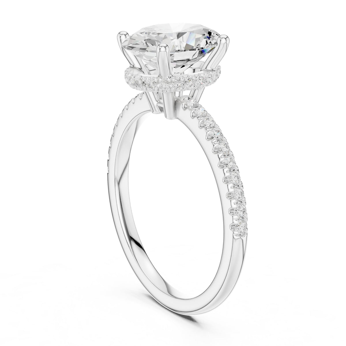 Oval Hidden Halo Lab Grown Diamond Engagement Ring