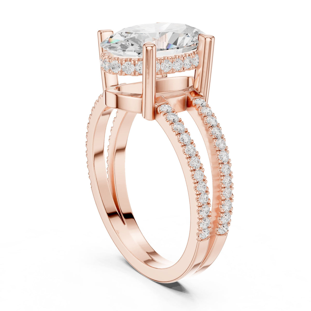 Oval Hidden Halo Lab Grown Diamond Engagement Ring