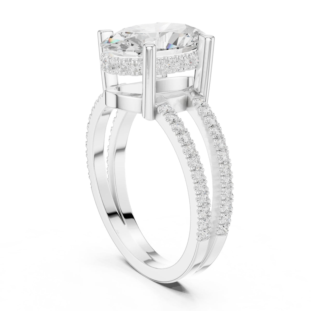 Oval Hidden Halo Lab Grown Diamond Engagement Ring