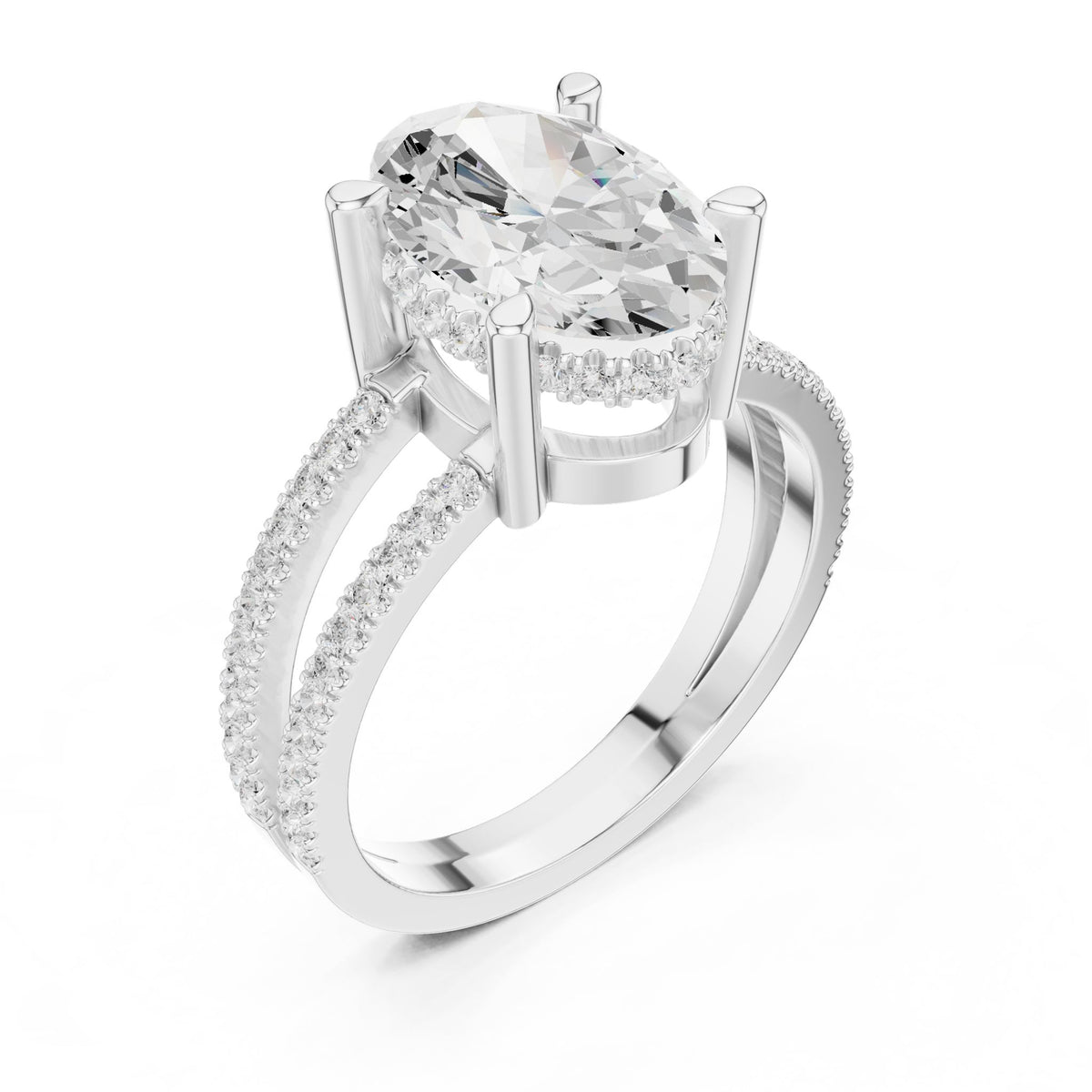 Oval Hidden Halo Lab Grown Diamond Engagement Ring