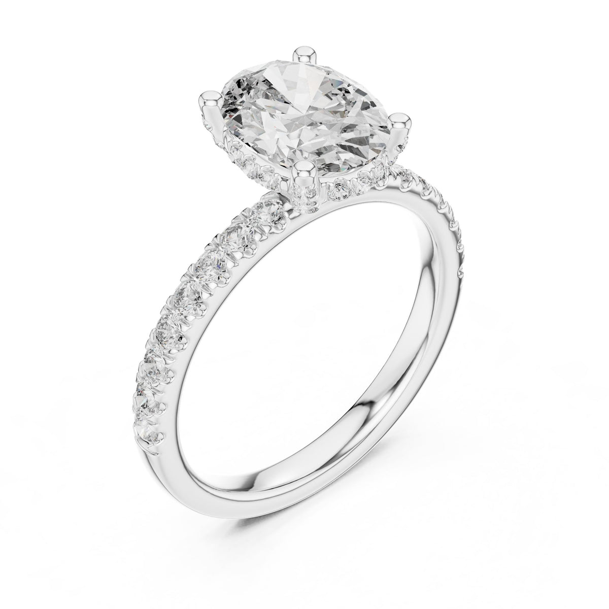 Oval Hidden Halo Lab Grown Diamond Engagement Ring