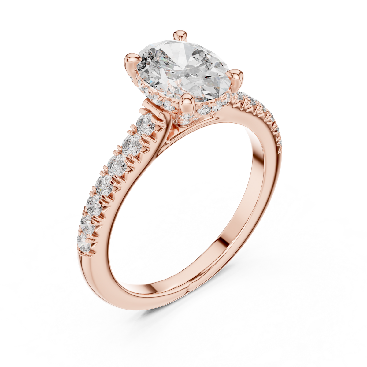 Oval Hidden Halo Lab Grown Diamond Engagement Ring