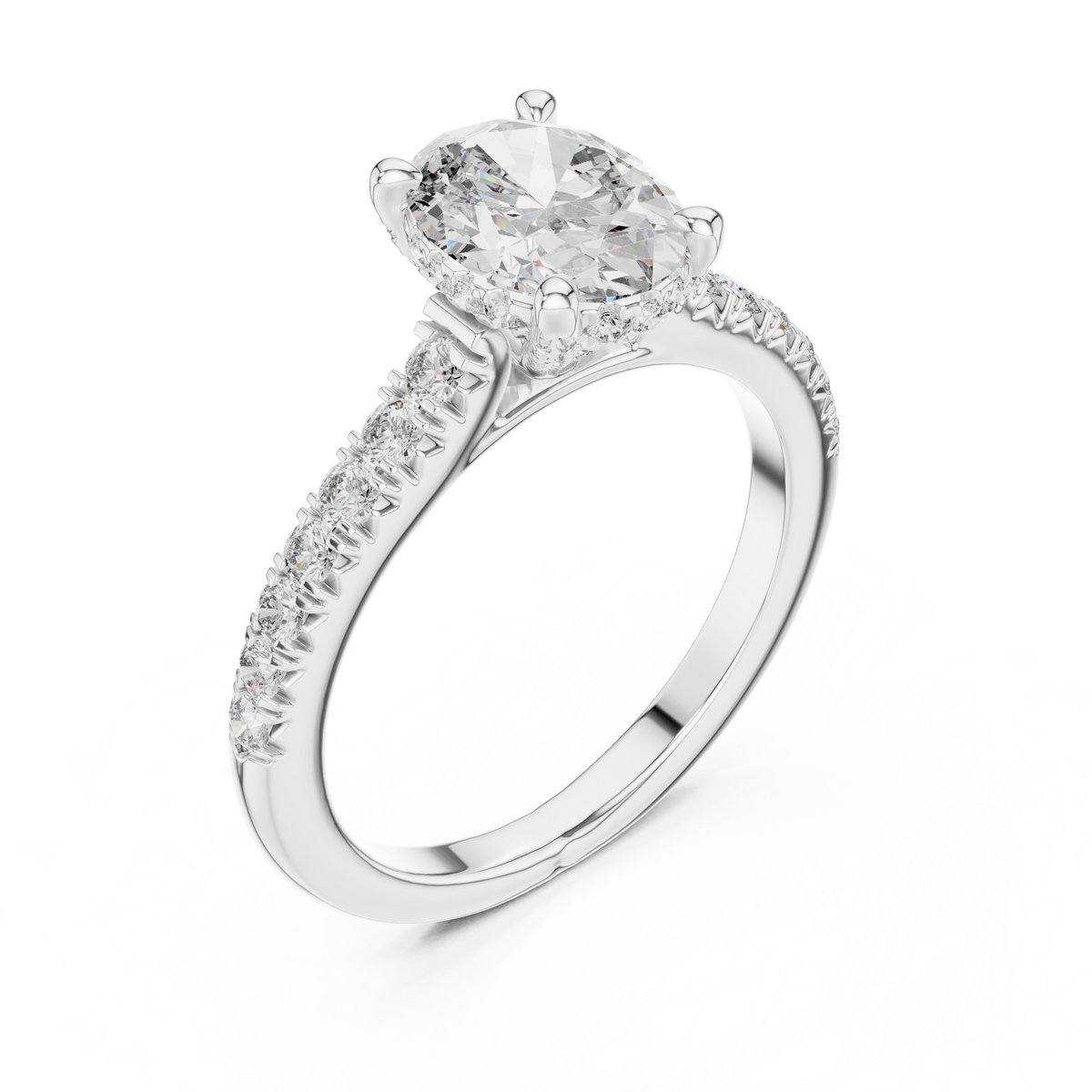 Oval Hidden Halo Lab Grown Diamond Engagement Ring