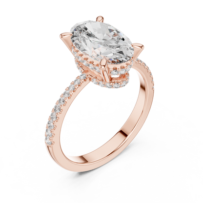 Oval Hidden Halo Lab Grown Diamond Engagement Ring