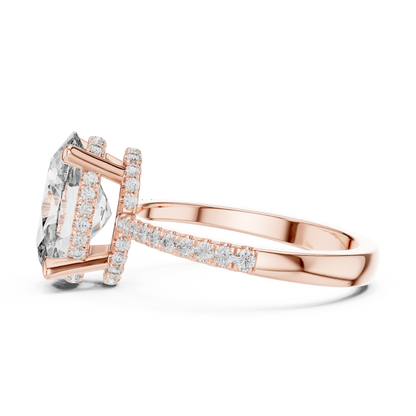 Oval Hidden Halo Lab Grown Diamond Engagement Ring