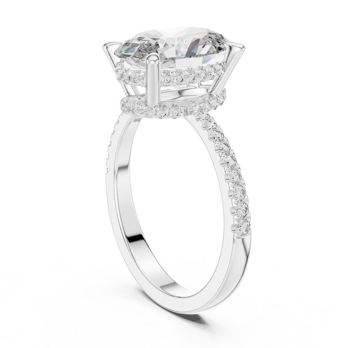 Oval Hidden Halo Lab Grown Diamond Engagement Ring