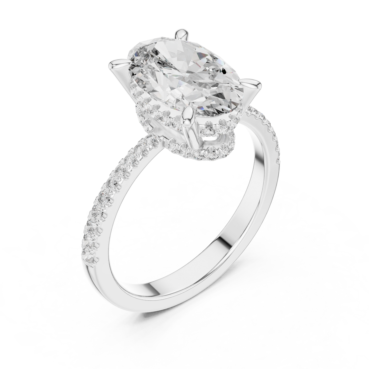 Oval Hidden Halo Lab Grown Diamond Engagement Ring