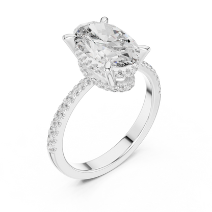 Oval Hidden Halo Lab Grown Diamond Engagement Ring