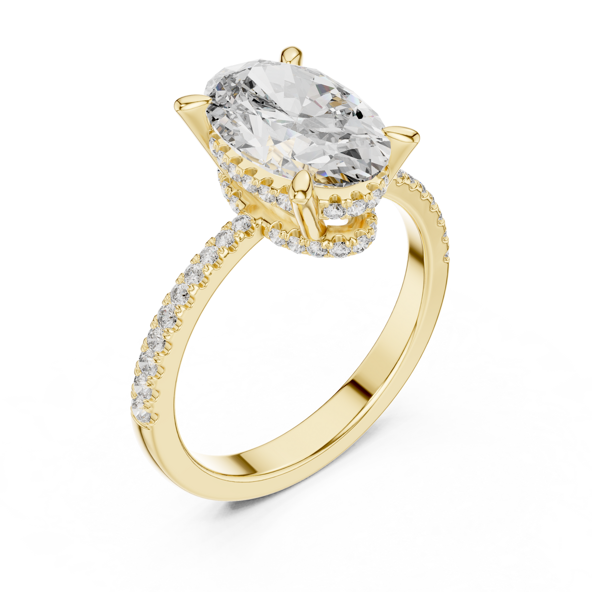 Oval Hidden Halo Lab Grown Diamond Engagement Ring