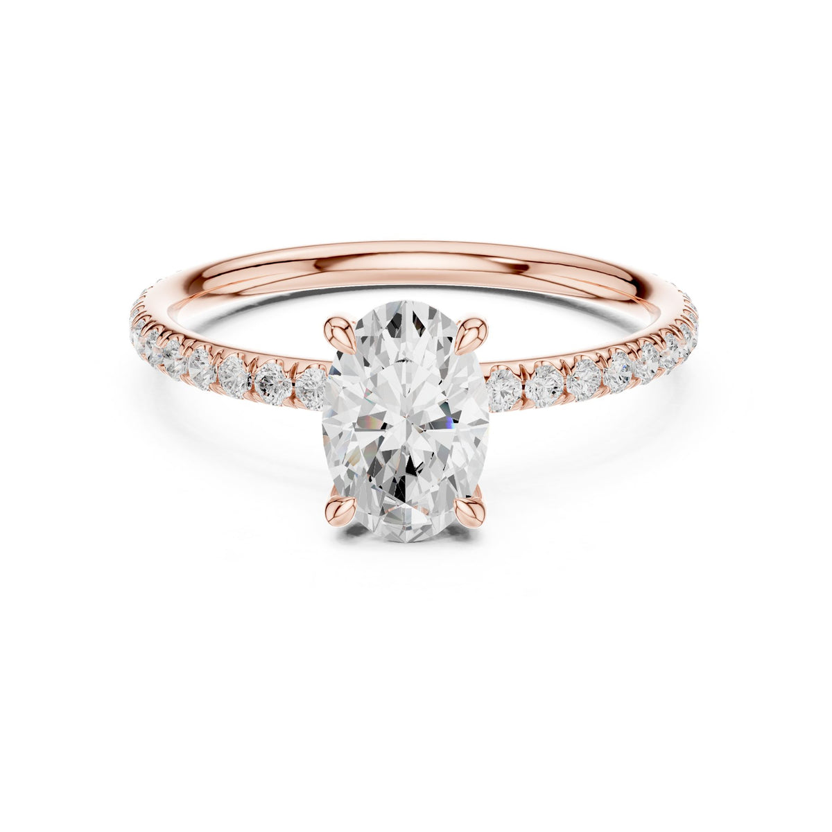 Oval Pave Lab Grown Diamond Engagement Ring