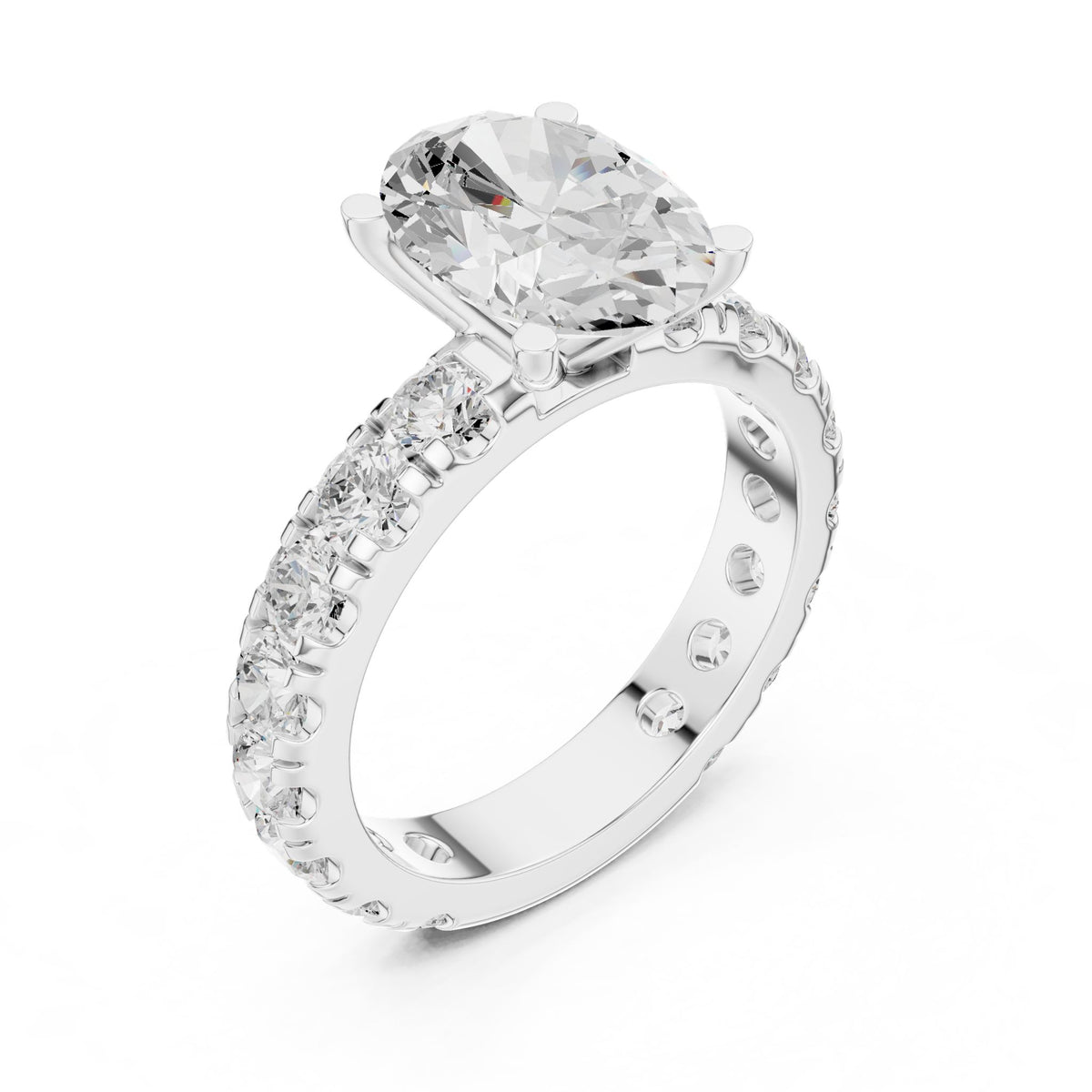 Oval Pave Lab Grown Diamond Engagement Ring