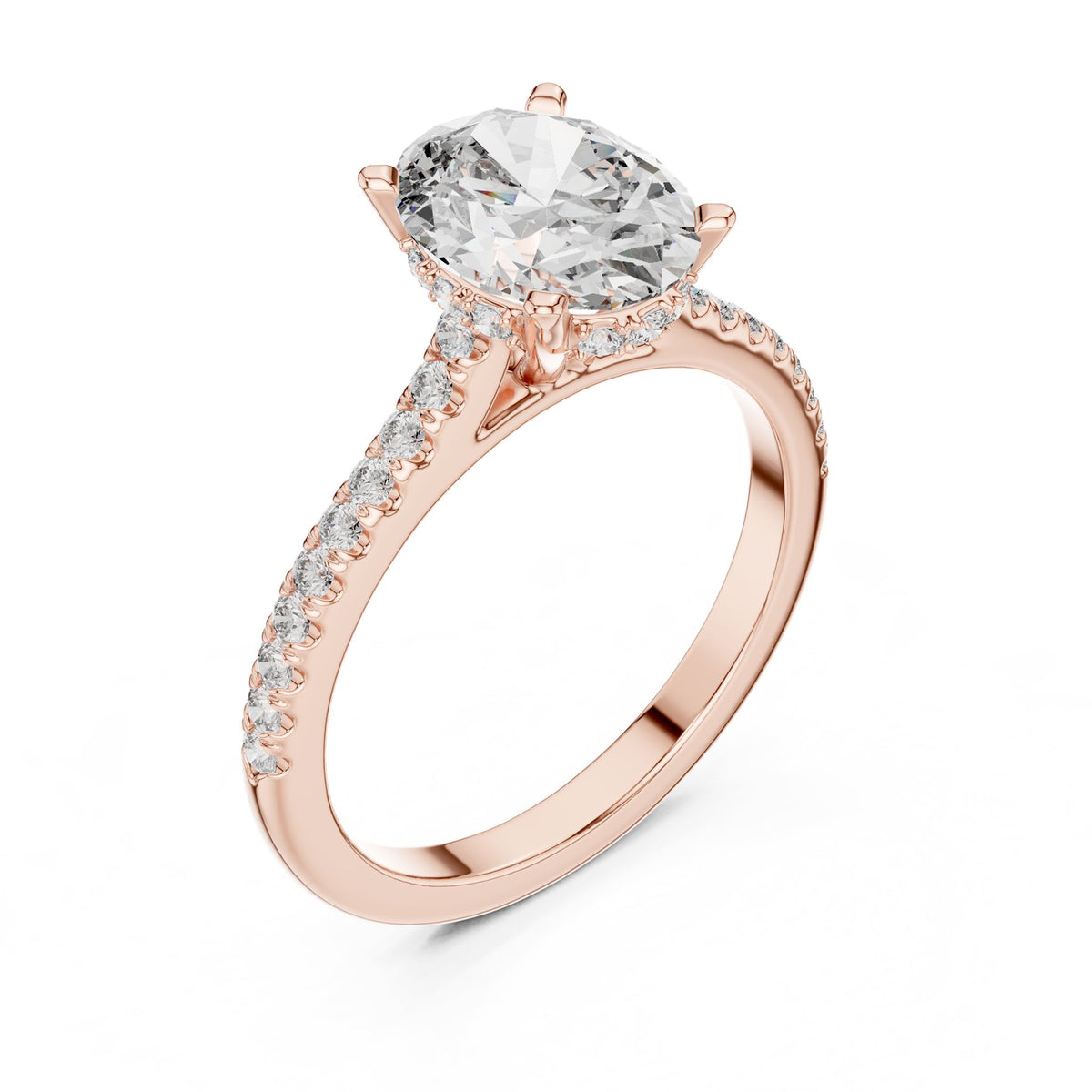 Oval Pave Lab Grown Diamond Engagement Ring